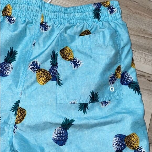 Old Navy Swim Trunks Pineapples Blue Medium - Picture 4 of 5